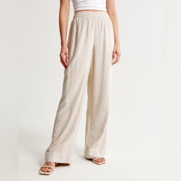 Abercrombie & Fitch Pants - NWT ABERCROMBIE & FITCH SIZE M Linen Blend Pull-On Pant ultra high rise beige